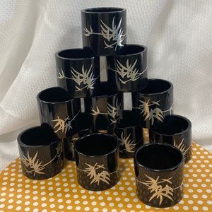 BLACK LACQUER ASIAN NAPKIN RINGS